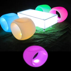 Illuminated Hollow Low Stool glow furniture hire melbourne