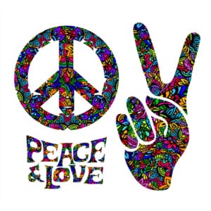 Standard 60’s Peace & Love Backdrop Hire Melbourne