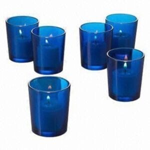 Blue Tea light candle holders, tea light holders for hire