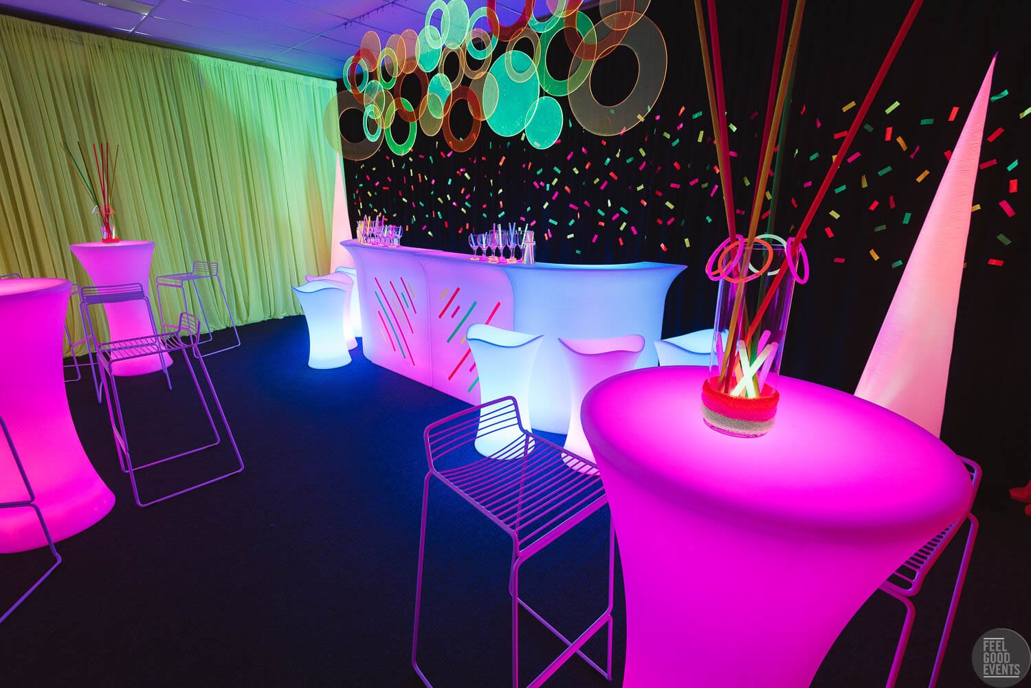 Glow Fluro Black Light Theme Party  Equipment Hire  