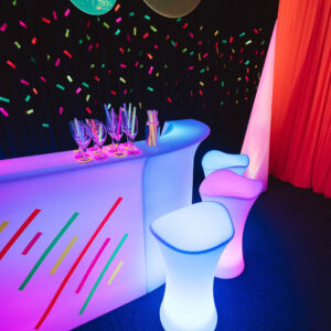 Illuminated Bar Seat Hire Melbourne at Neon Themed Event