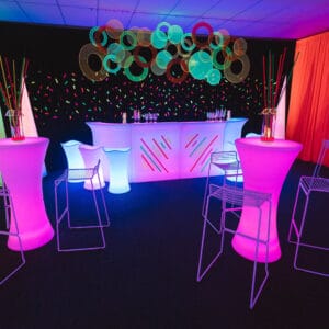 purple glowing furniture hire melbourne