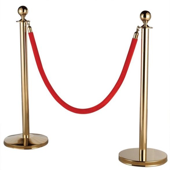 gold stanchion with red rope