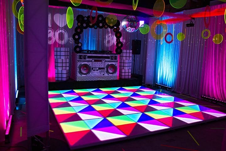 black 80s theme party
