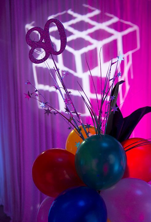 80s themed table centrepieces