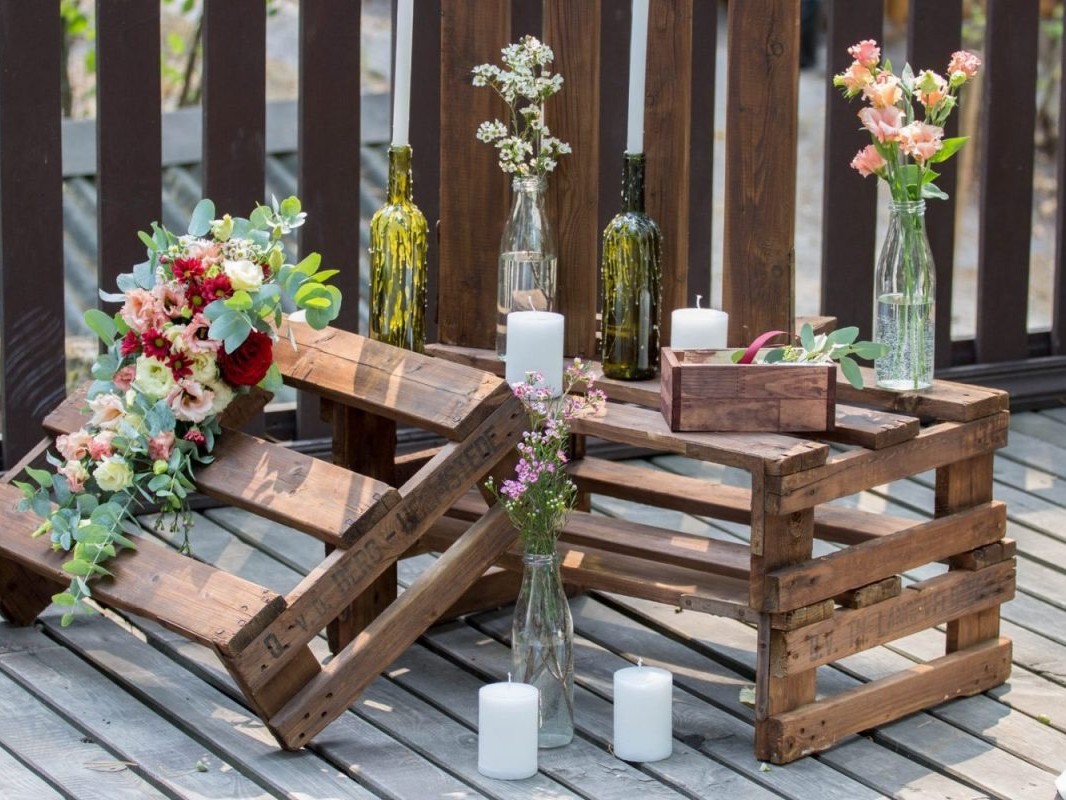 wedding decor - rustic wooden products hire