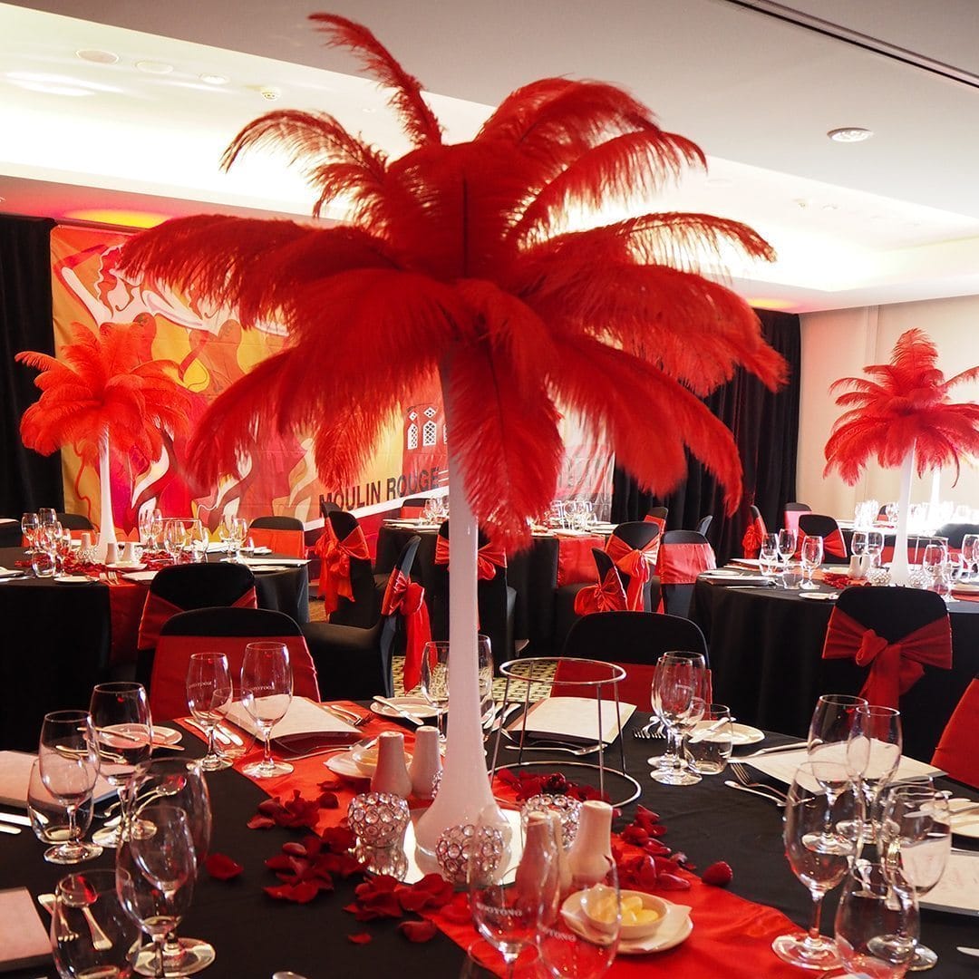Red Feather Centrepiece Hire Feel Good Events Melbourne