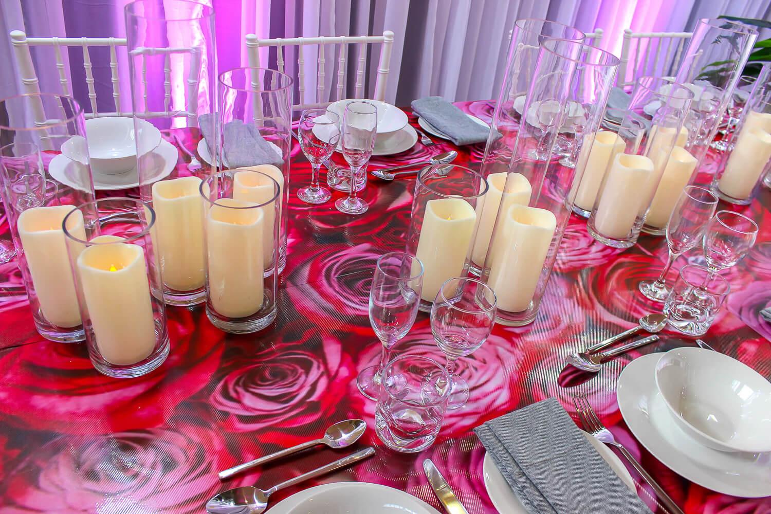 Rose Decal Dining Table Hire Melbourne 3