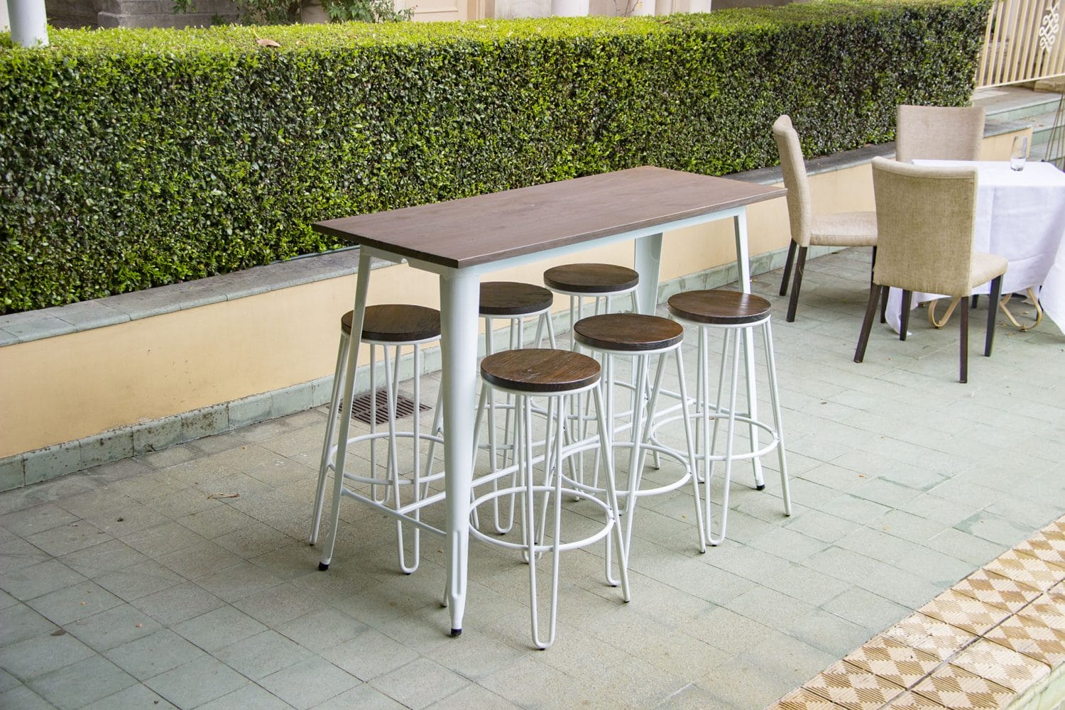 White Tolix Bar Bench Hire Feel Good Events Melbourne