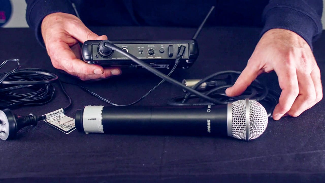 video of a microphone being set up