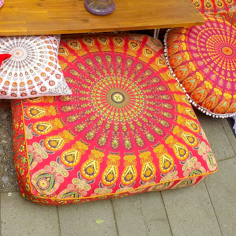 Bohemian Mandala Square Floor Pillow