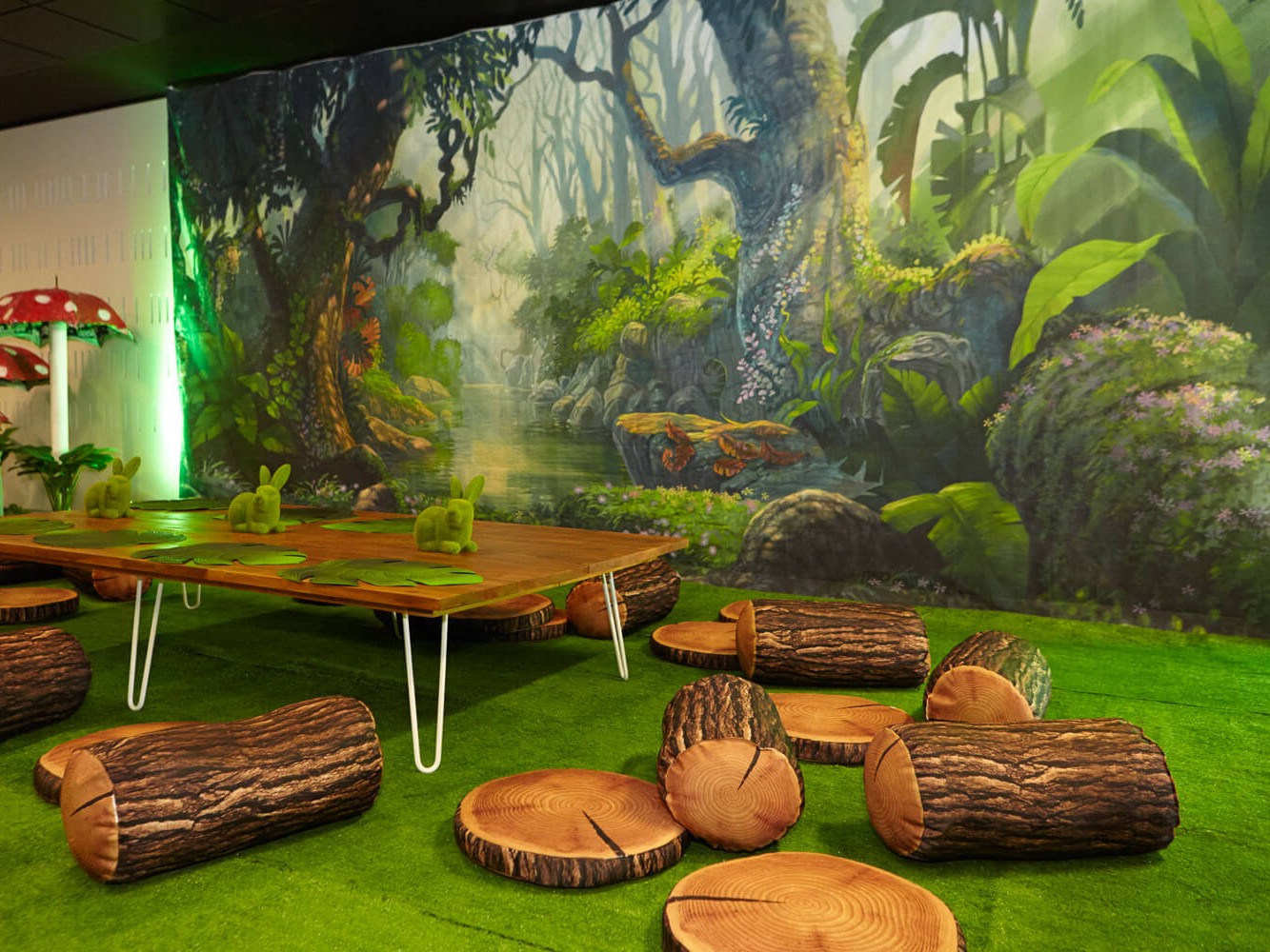 Enchanted Forest Theme Kids Play Area with Backdrop Hire