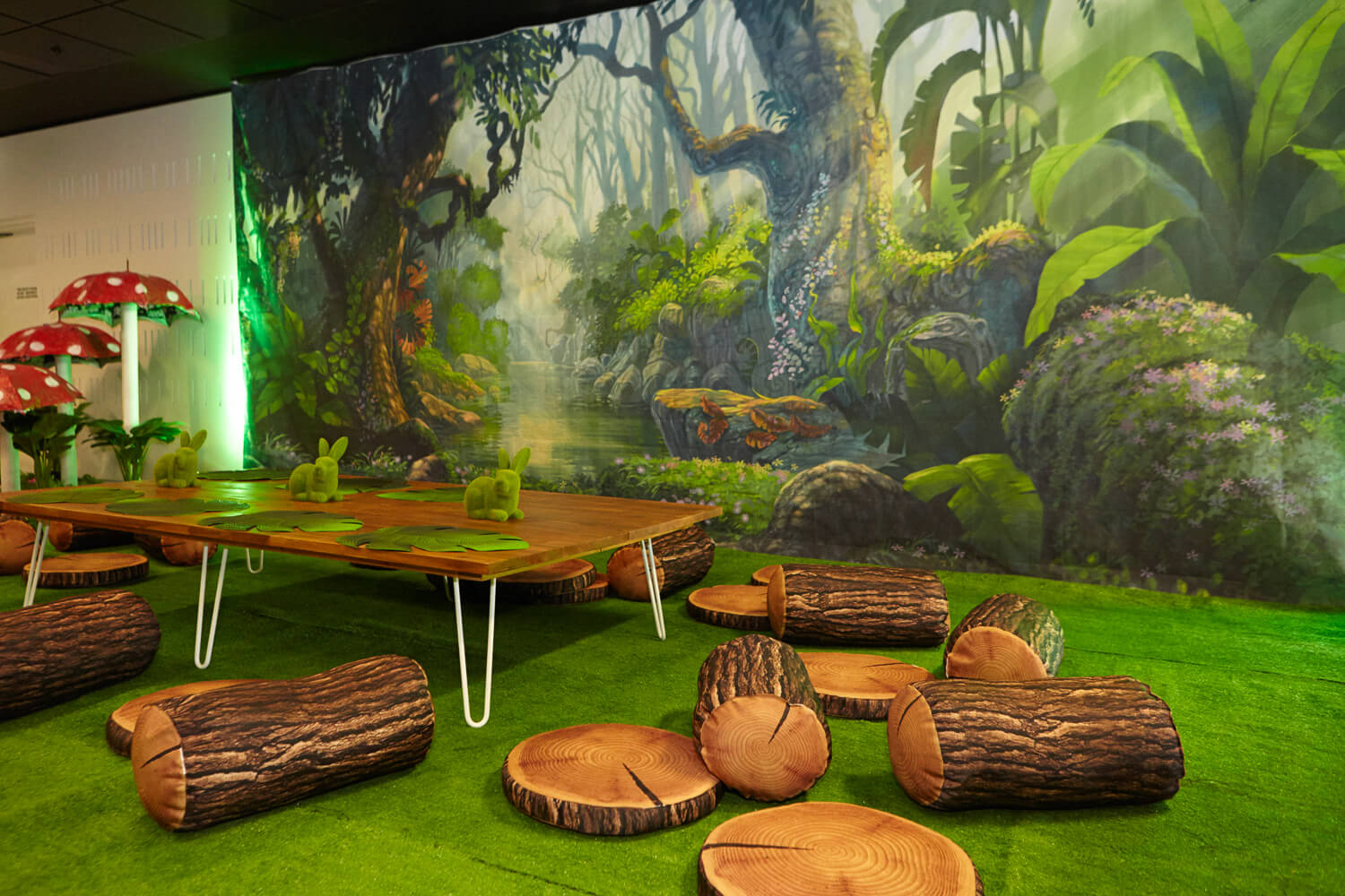 Enchanted Forest Theme Kids Play Area with Backdrop Hire
