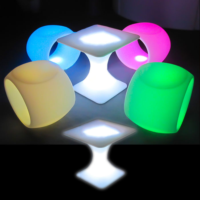 Illuminated Square Top Coffee Table glow furniture seating hire melbourne