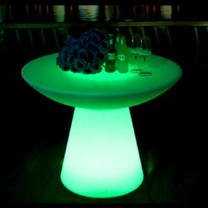 glowing green illuminated mushroom low bar table hire melbourne