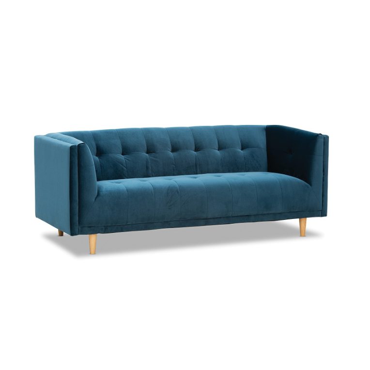Sienna Velvet 3 Seater Sofa Hire Melbourne - Blue - Feel Good Events