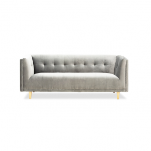 Sienna Velvet 3 Seater Sofa Hire Melbourne - Grey - Front View - Feel Good Events