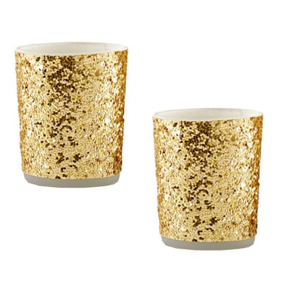 gold glitter tea light candle holder