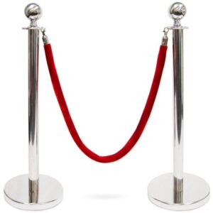 silver stanchion with red rope