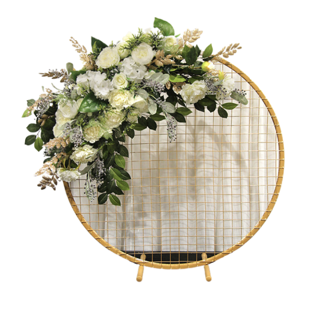 Medium-Flower-Stand-Hoop-With-Mesh-Gold-Hire