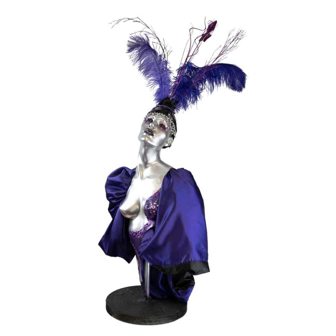 mannequin-purple-feather-style1-hire-melbourne-feel-good-events