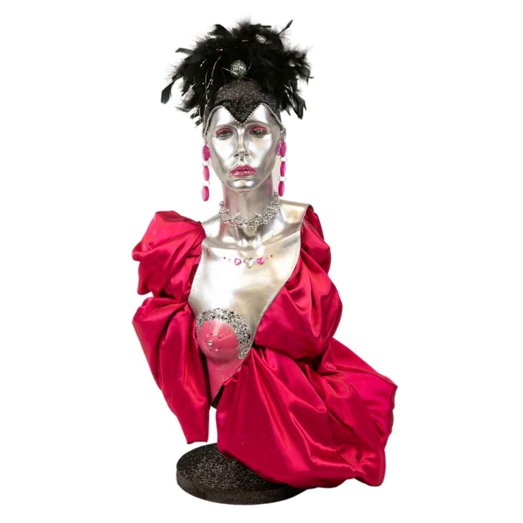 Mannequin Pink with Black Feathers Hire Party Prop Hire Melbourne