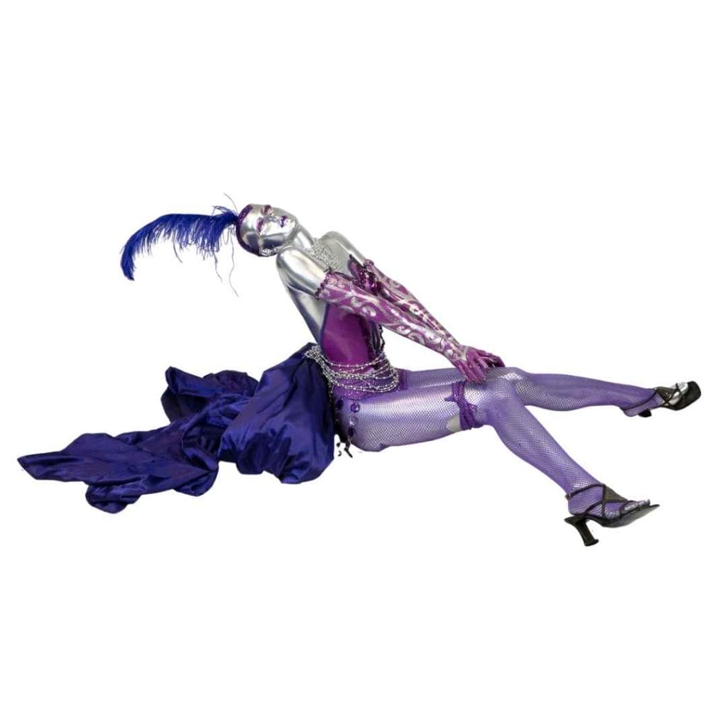 Female Mannequin Sitting Purple Party Prop Hire Melbourne