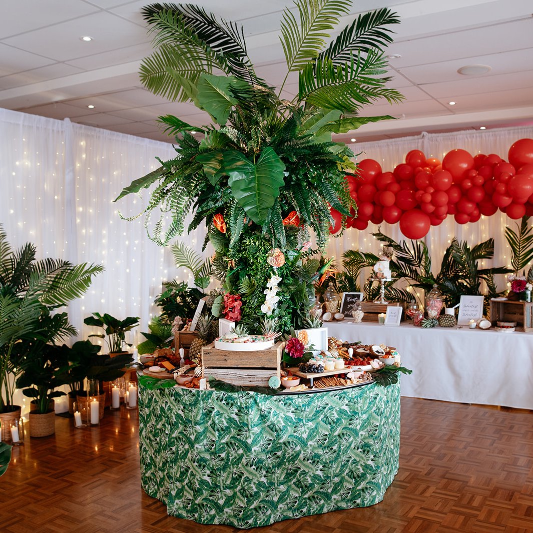 grazing table for tropical style wedding