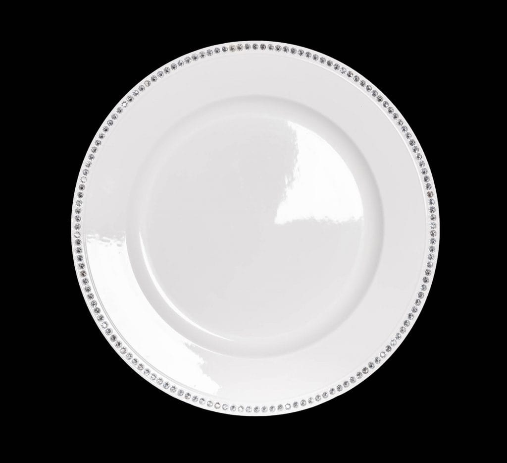 White Charger Plate Food Hire Feel Good Events Melbourne