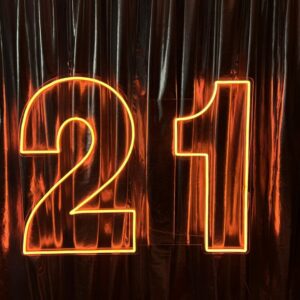 Orange 21 neon sign numbers