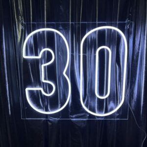 Blue neon 30 sign numbers