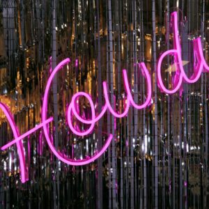 neon sign - howdy