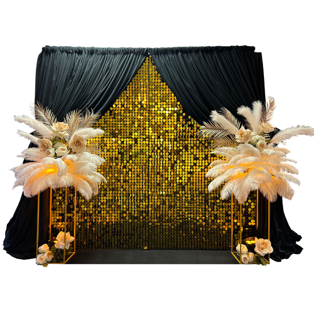 Black & Gold Sequin Backdrop Feel Good Events Melbourne