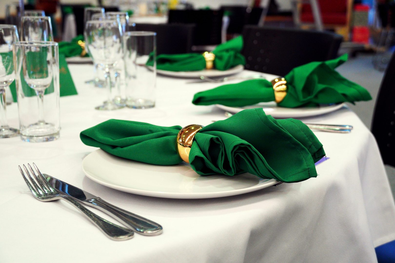 Green table napkin
