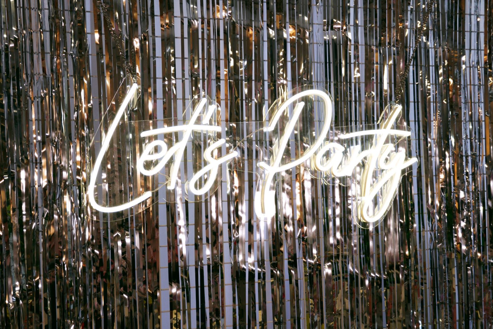 Let's Party Tinsel Backdrop Hire Feel Good Events Melbourne