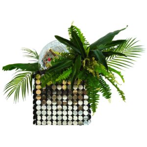 disco greenery floral centrepiece