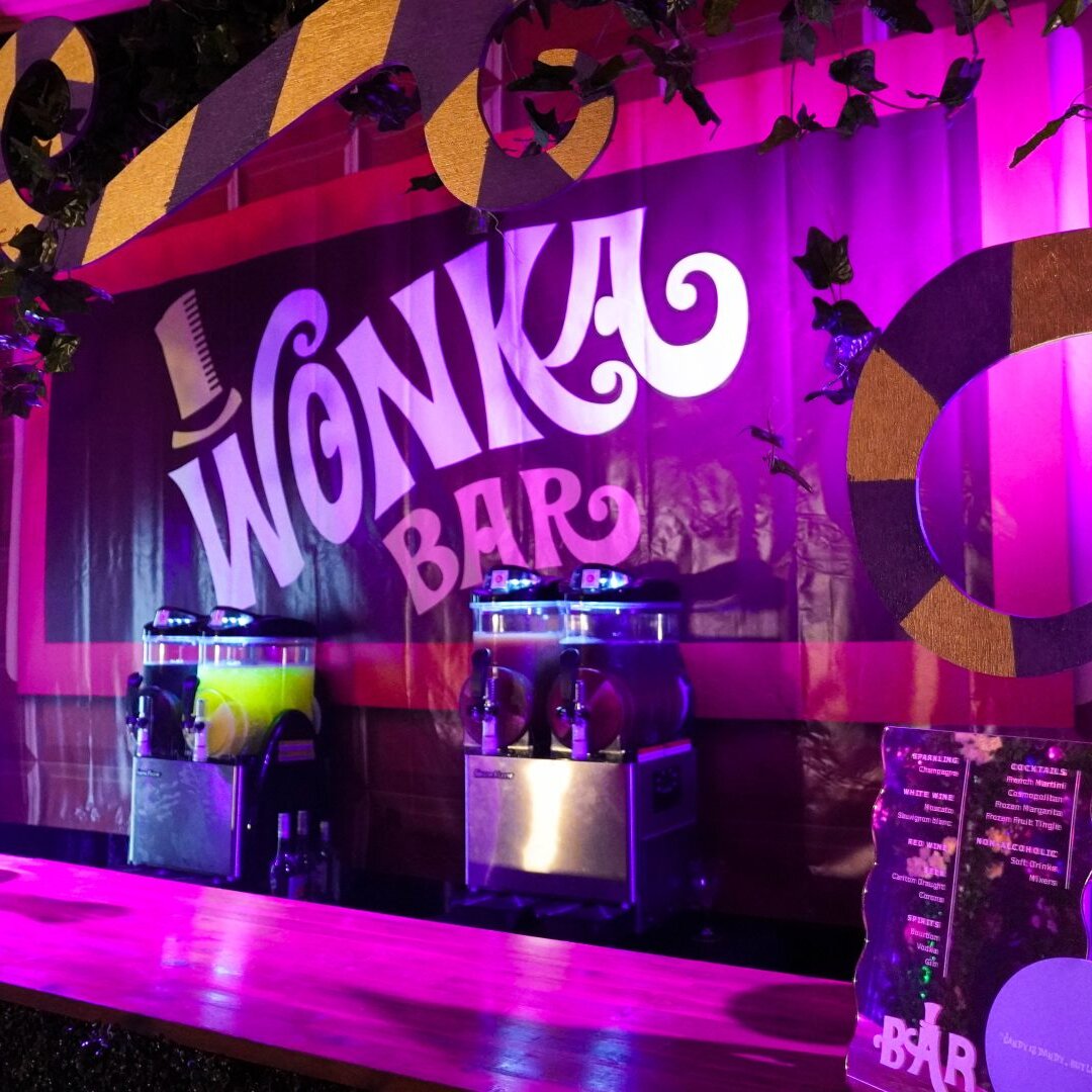 WONKA BAR the bar area of a candyland themed party