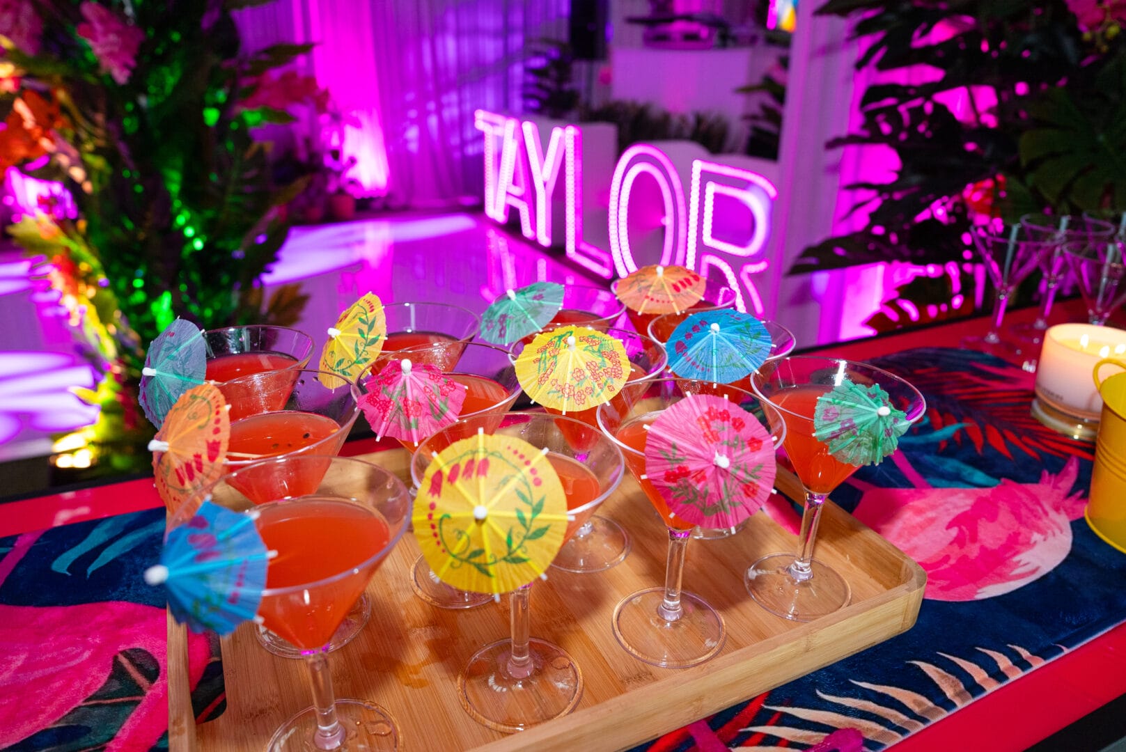 bar services Tropical cocktails with mini umbrellas