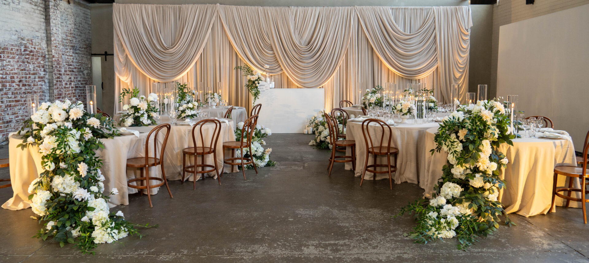 feature wall draping, draping for events