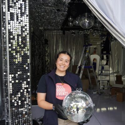 silver and white party setup Episode 5: A Week at Feel Good Events