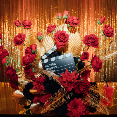 Hollywood themed bar floral feature red artificial flowers 56 popular party themes