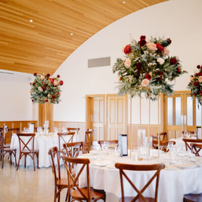 Reception decorated with floral centrepieces Vue on Halcyon Event and Wedding Finance Options in Australia